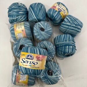 Lot‎ of DMC Senso Crochet Cotton Harlequin Variegated Blue 11 Balls